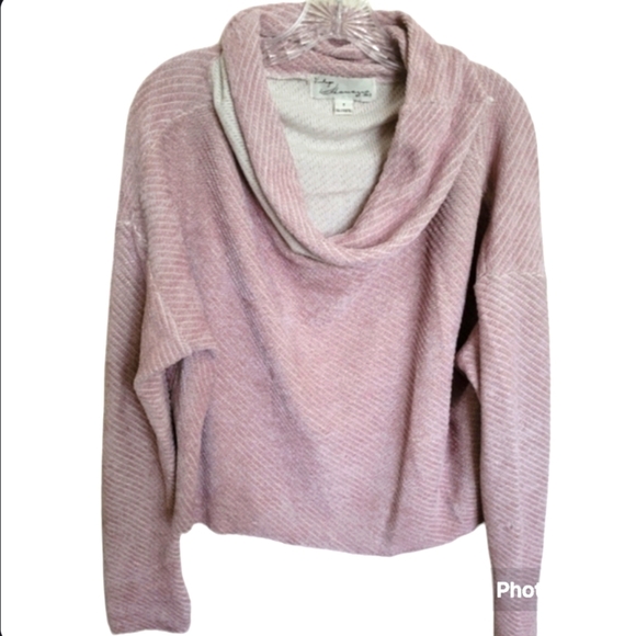 Anthropologie Vintage Havana Pink High Low Cowl Neck Sweater Size Small - Picture 1 of 8
